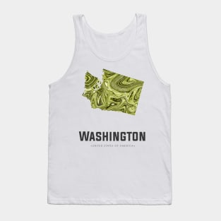 Washington state map abstract green Tank Top